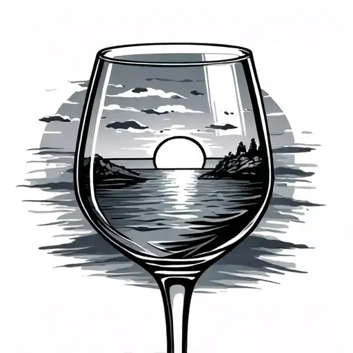 Sunset Wine Glass Filled