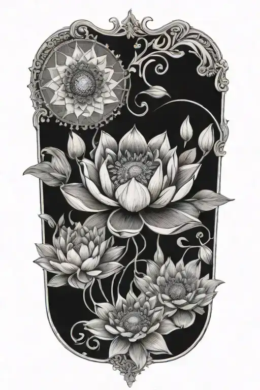 Lotus Flower Pond With Solar Eclipse