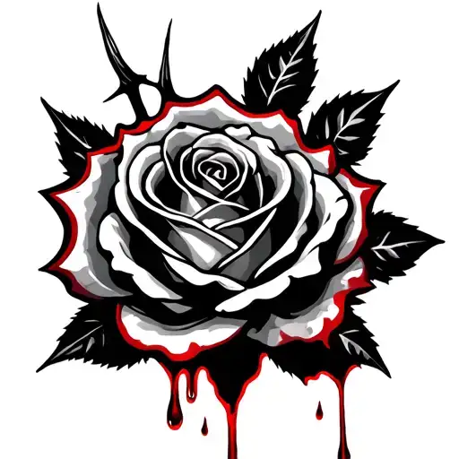 Rose With Thorns Dripping Blood
