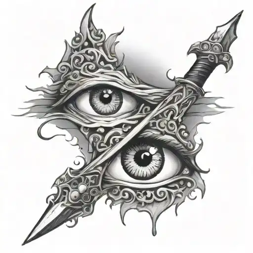 Sword Going Through An Eye Coming Out The Other Side While The Eye Sheds Tears