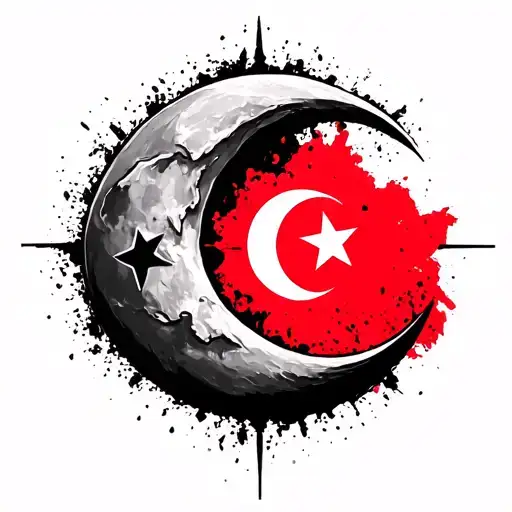 Albania Mixed With Turkish Flag Crescent Moon
