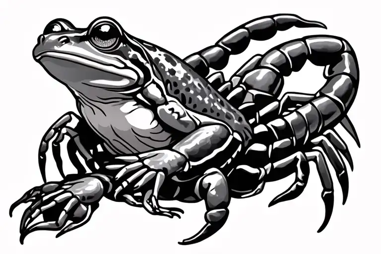 Frog Sitting On Scorpion