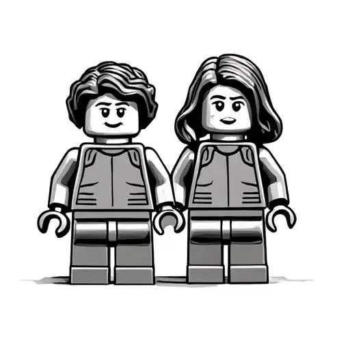 Lego Mom Son Holding Hands