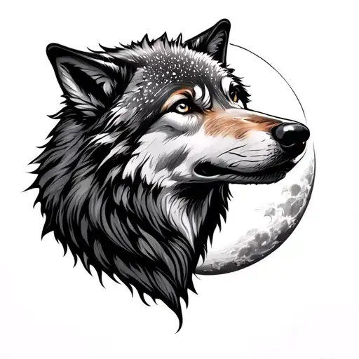 Wolf And Moon