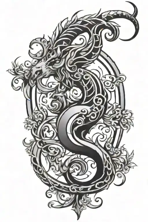 Capricorn And Pieces Symbol Intertwined