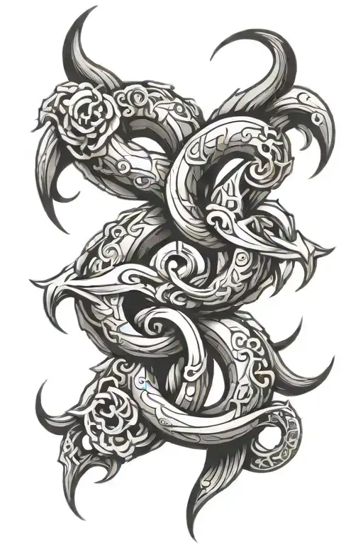 Capricorn And Pieces Symbol Intertwined Hearts