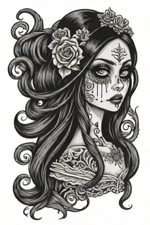 Emily Corpse Bride Wielding Big Eyes Long Black Hair Smudged Mascara