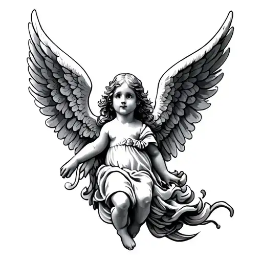 Angel Wings Covering A Little Angel