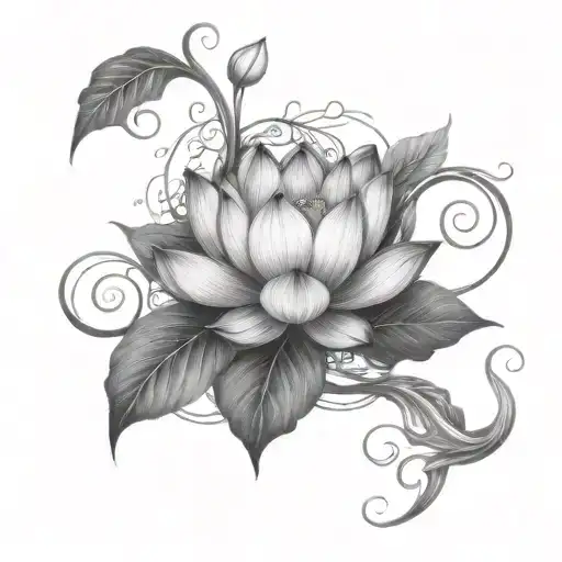 Lotus Flower With Vines Branching Out