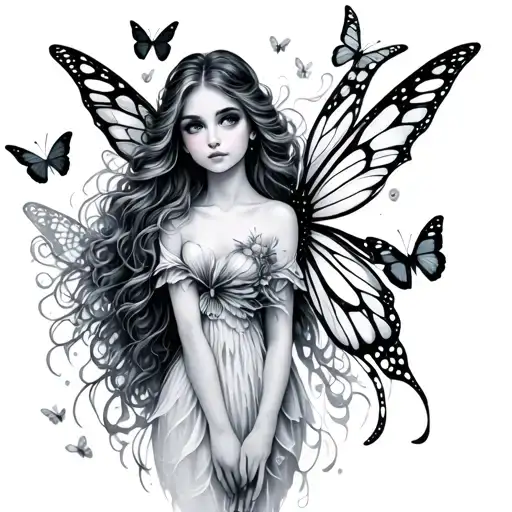 Fairy Surrounded By Butterflies