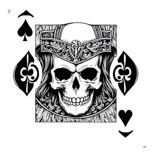 King Of Hearts Playing Card With Skull For Head
