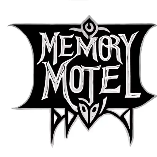 Memory Motel Written On Single Line With Traditional Tribal Design Around Those Words