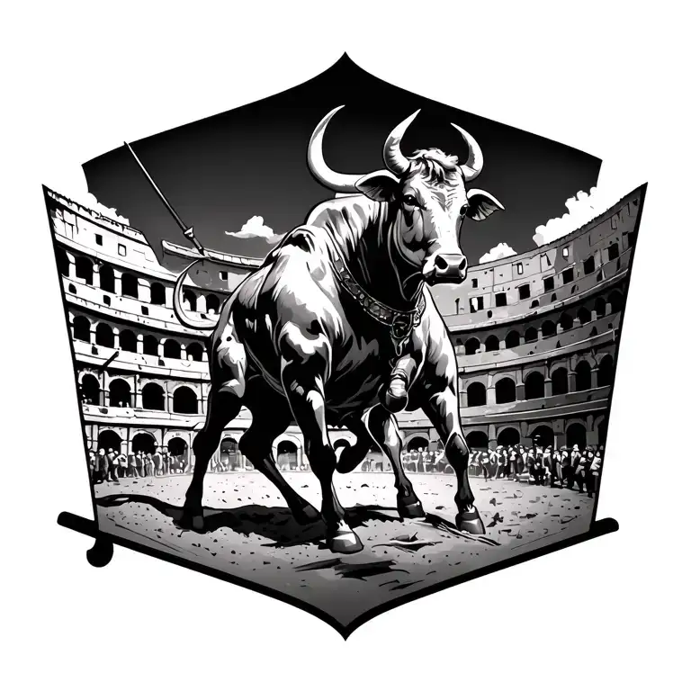 Bullfighter And Bull Fighting In The Colosseum