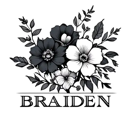 Gemini Zodiac Sign With Flowers And The Name Braiden