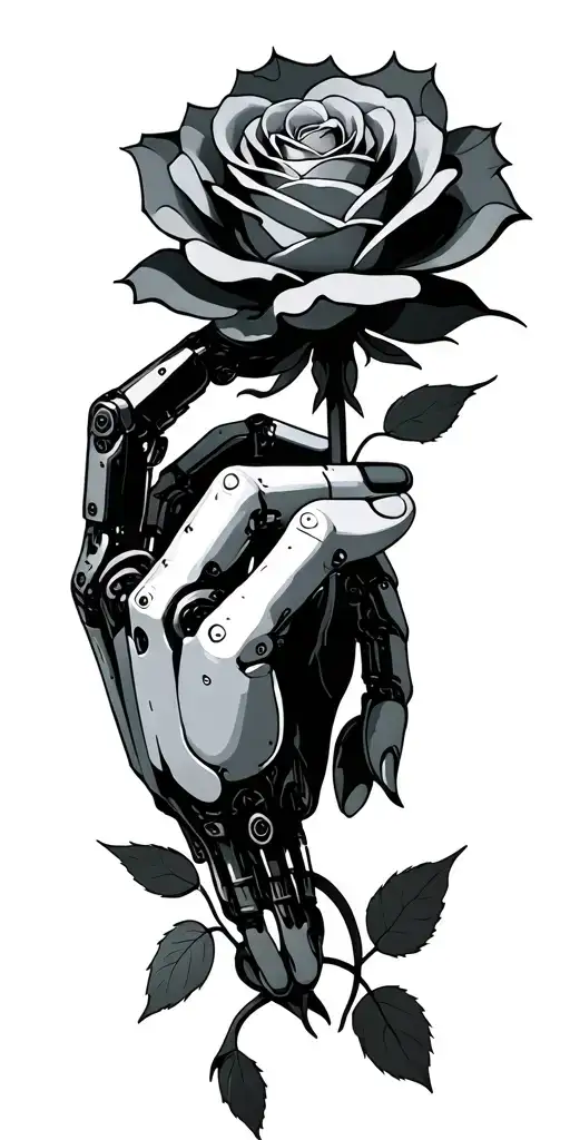 Robotic Hand Holding A Rose