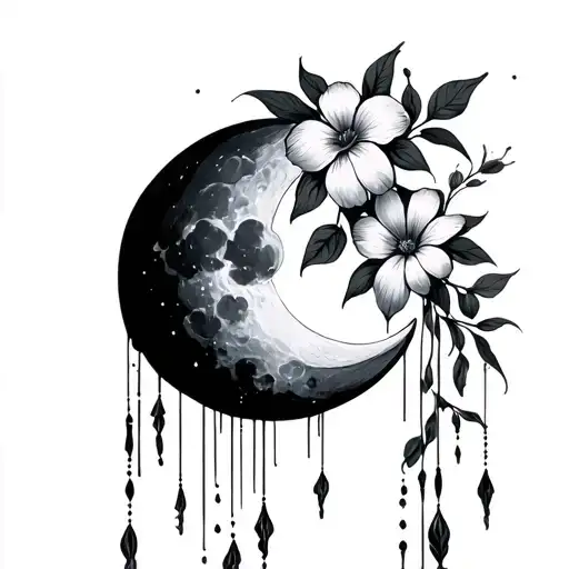 Flowers Hanging Down From Moon