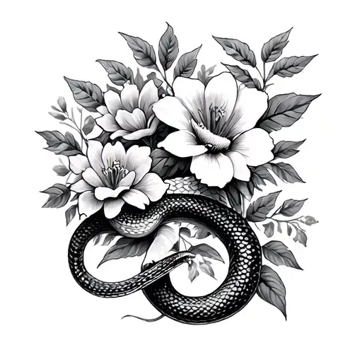 Flowers And Snake