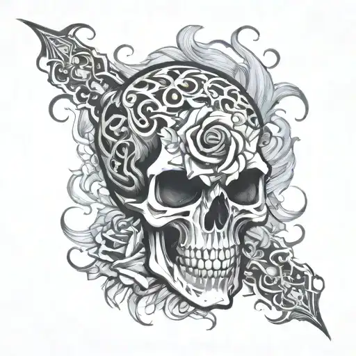 A Vortex Of Fire Forming Into The Shape Of A Demonic Skull With Roses