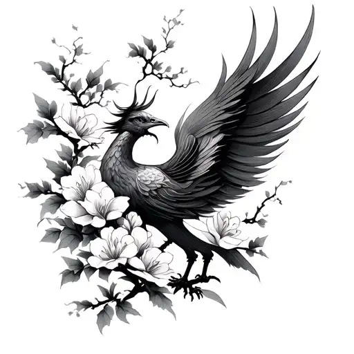 Japanese Blossom And Phoenix