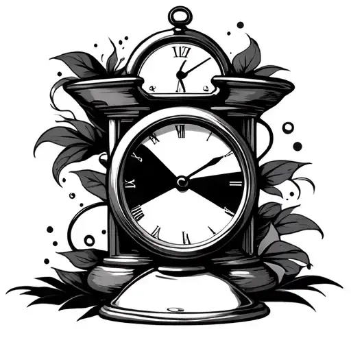 Sandtimer With Clock At The Top Symbolizing