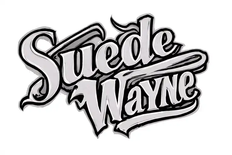 Thin Line Writing With Name Suede Wayne