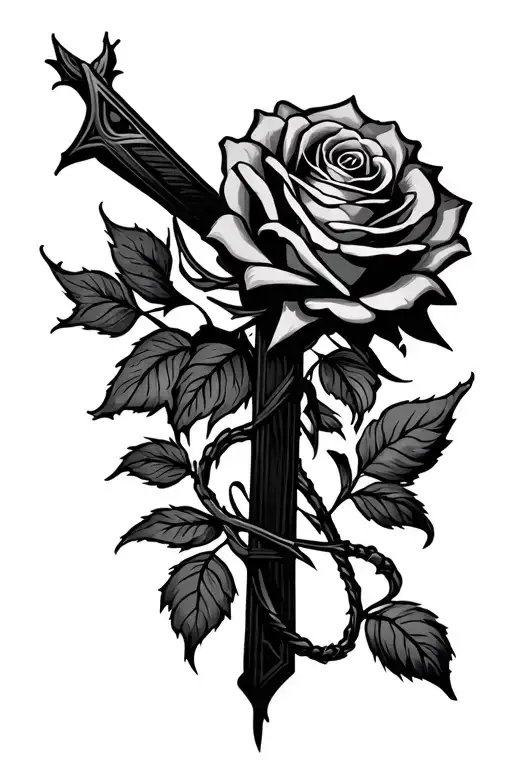 Rose And Cross Intertwined