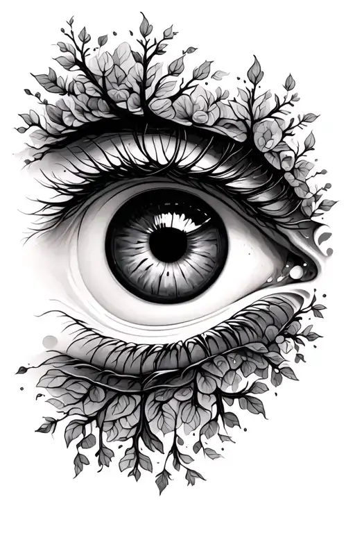 Half Sleeve Detailed Eye With Tree