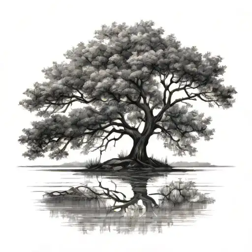 A Tree In The Middle Of A Lake