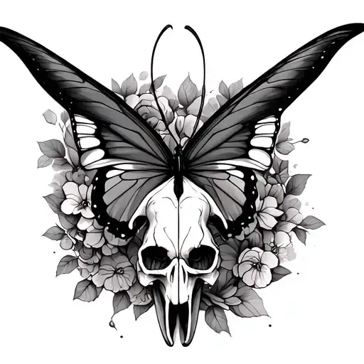 Butterfly With A Skull Of Bull Skull