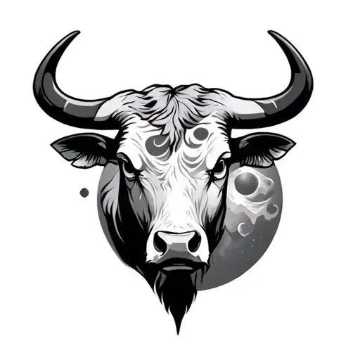 Moon And Bull Cool Design