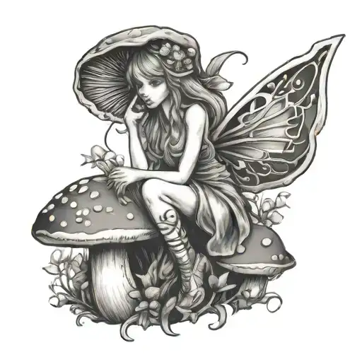 Mushroom Fairy Sitting