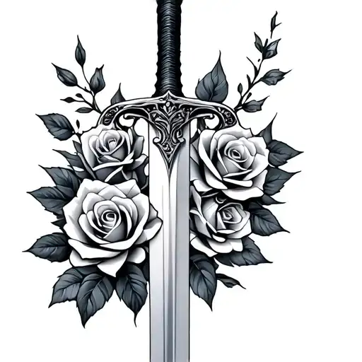 Sword Intertwined With Roses