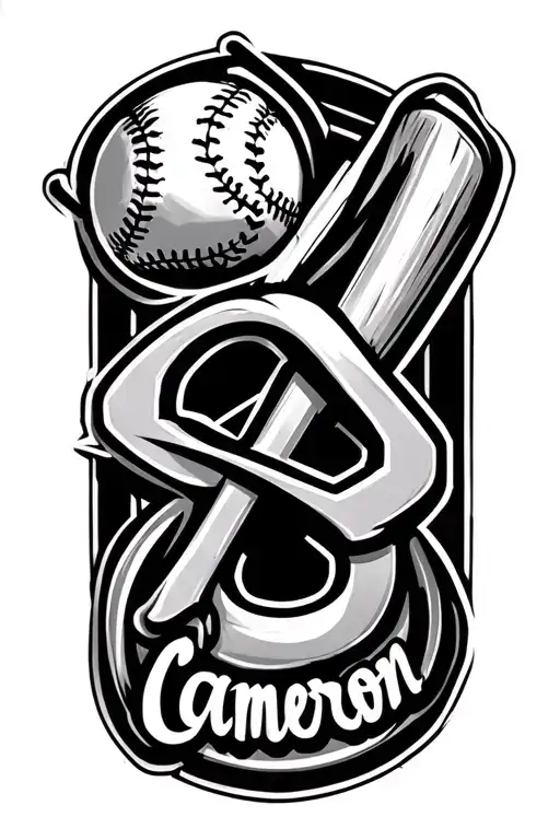 Have A Baseball Bat And Have The Name Cameron In It But Make The O In Cameron A Baseball