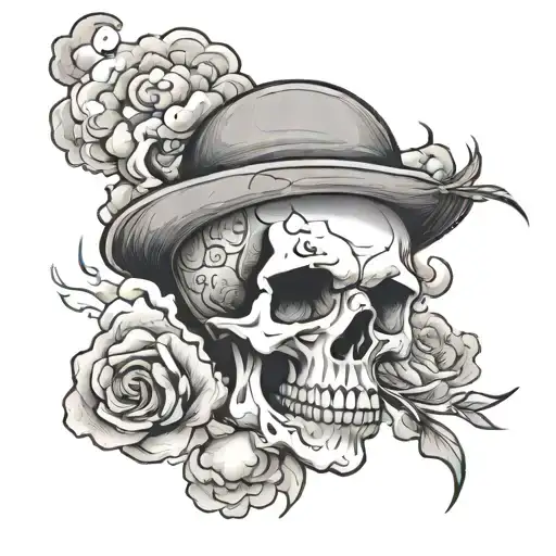 Skull Coming Out Of Switling Clouds Surrounding