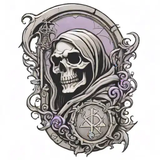 Reaper In Back Of Tombstone Amethyst Undertone Symbol