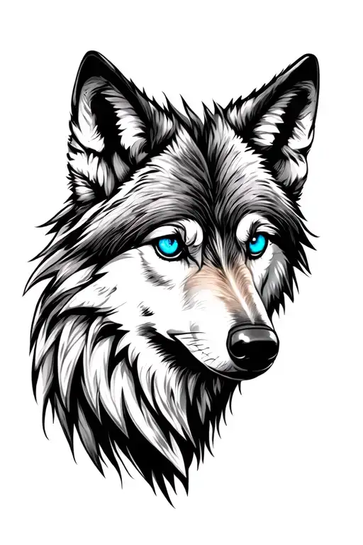 Wolf With Bright Blue Eyes