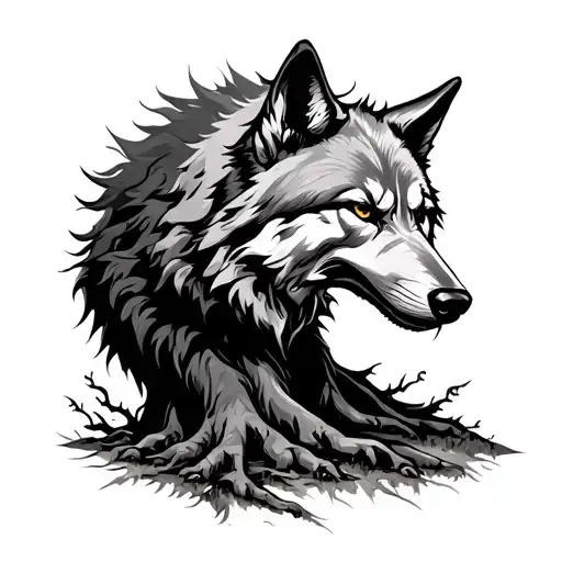 Ash Tree And Wolf Angry