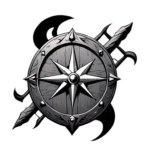 Viking Shield With Nordic Compass