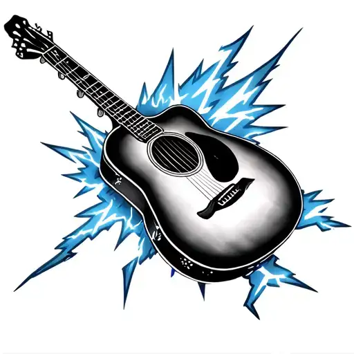 Acoustic Guitar With Lightning Coming From The Bottom