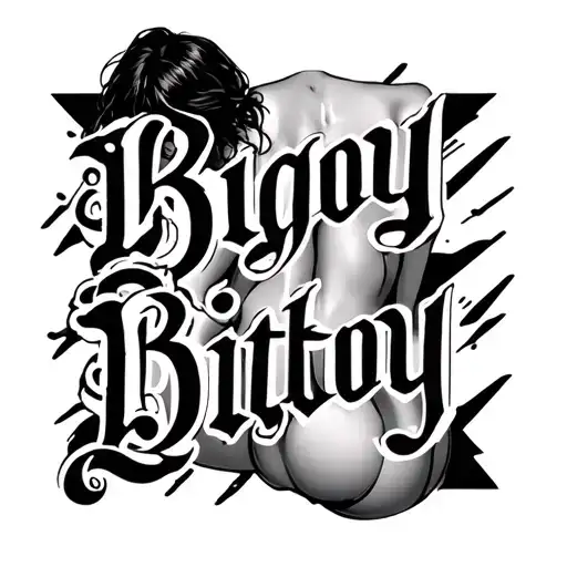Tattoo Inscription Bigboy On The Background Of A Naked Girl