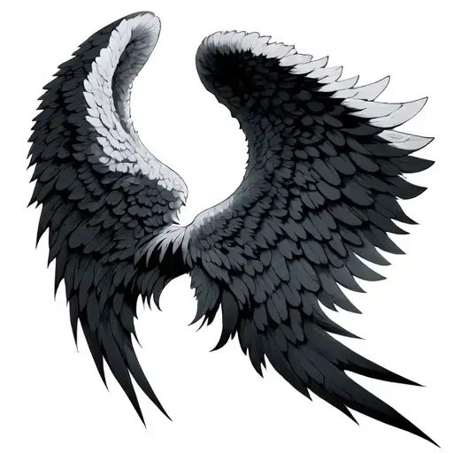 Separate Angel Wings With Tips Curved Pointing Up