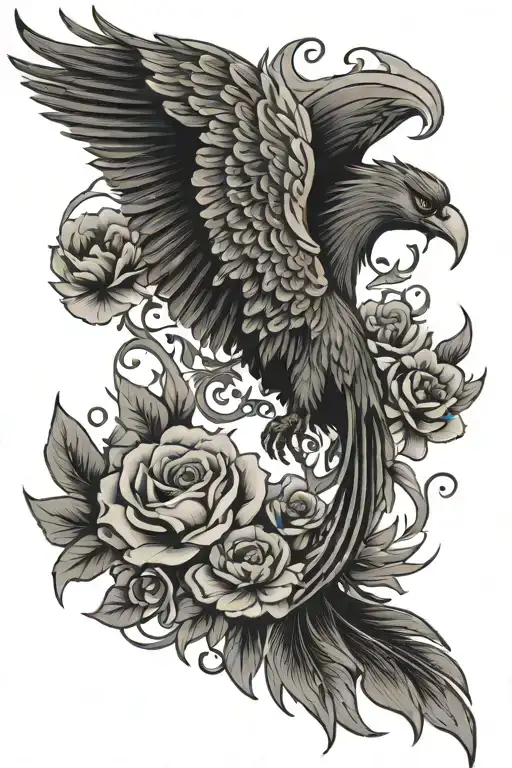 Phoenix Rising From Flowers