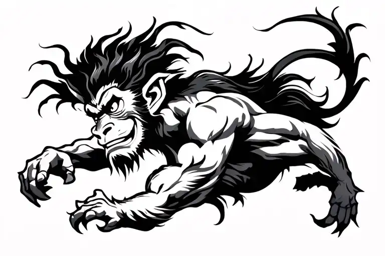 Sun Wukong Tramp Stamp Tattoo Tribal