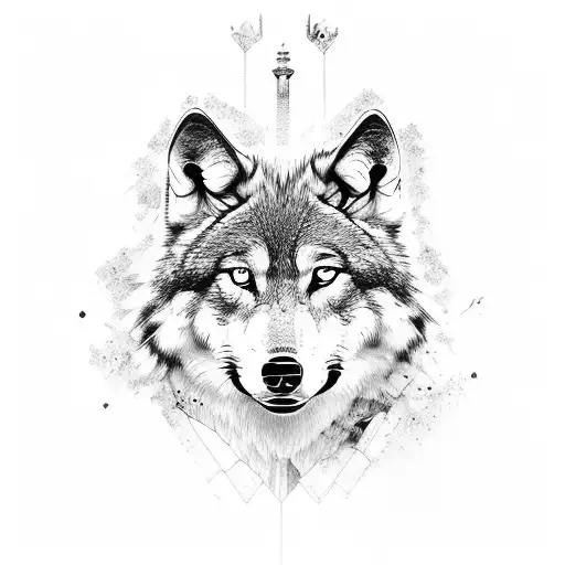 Wolf With Geographic Lines