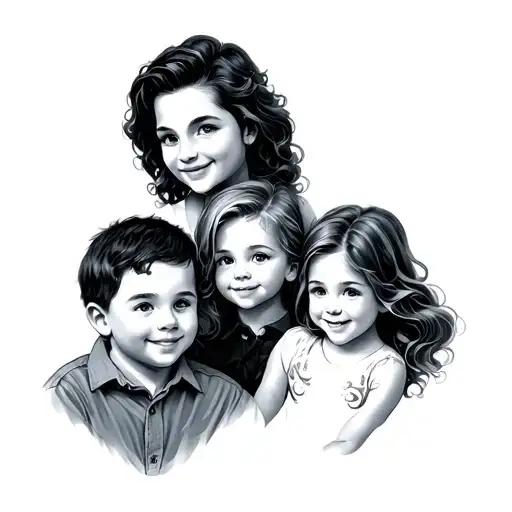 Mom Dad 3 Sons Mom Head Is On Dads Shoulder