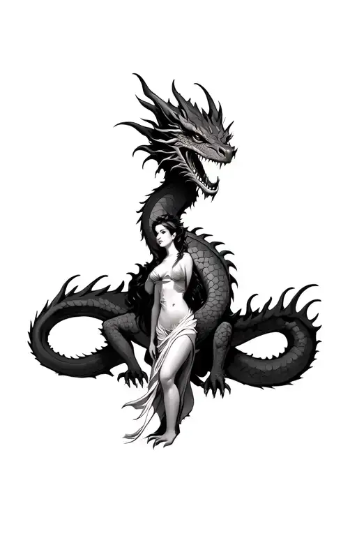 Dragon With A Woman Hidden Within The Body Of The Dragon