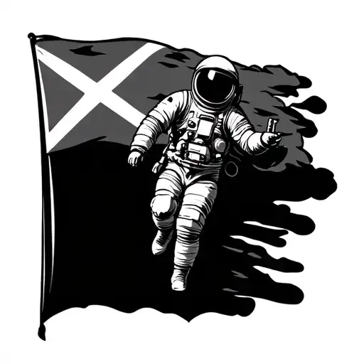 An Astronaut Drifting Through Space Minimalist With Puerto Rico Flag