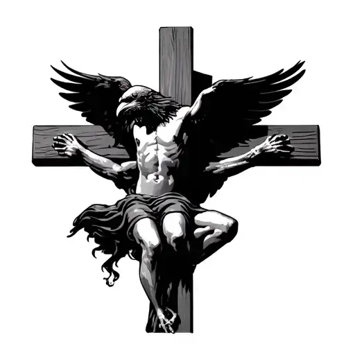 Raven Crucified On A Cross