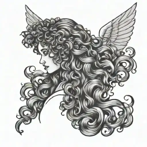 Minimalist Curly Hair Angel