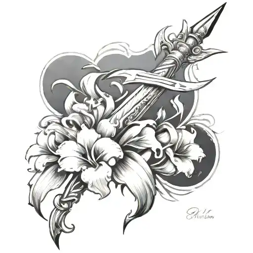 Gladiolus Wrapped Around Sword
